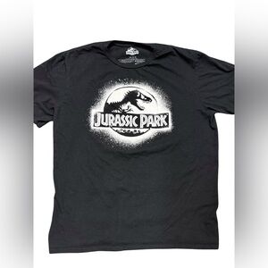 Jurassic Park Logo T-Shirt Black Graphic Tee Universal Studios Mad Engine Size L
